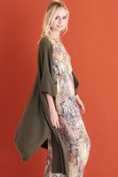 Bayan Yeşil Dökümlü Uzun Hırka