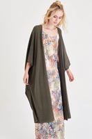 Bayan Yeşil Dökümlü Uzun Hırka