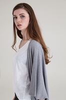 Bayan Gri Dökümlü Uzun Hırka