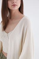 Bayan Krem Dökümlü Uzun Hırka