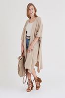 Bayan Krem Dökümlü Uzun Hırka