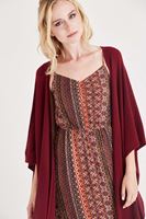 Bayan Kırmızı Dökümlü Uzun Hırka