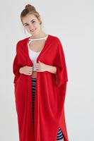 Bayan Kırmızı Dökümlü Uzun Hırka