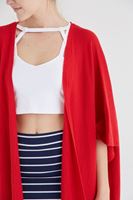 Bayan Kırmızı Dökümlü Uzun Hırka