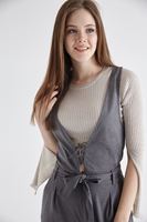 Bayan Füme Çapraz Askılı Tulum