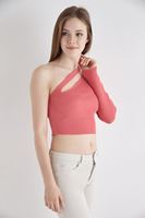 Bayan Pembe Tek Omuzlu Triko