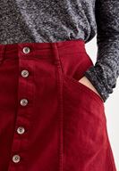 Bayan Bordo Önü Düğmeli Cep Detaylı Etek