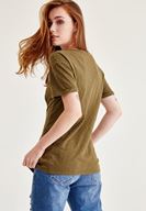 Bayan Yeşil Korse Bağcık Detaylı Tişört