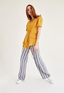 Bayan Sarı Korse Bağcık Detaylı Tişört