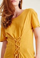 Bayan Sarı Korse Bağcık Detaylı Tişört