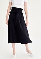Bayan Siyah Beli Lastikli Uzun Etek