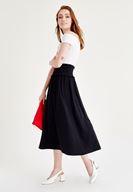 Bayan Siyah Beli Lastikli Uzun Etek