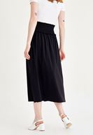Bayan Siyah Beli Lastikli Uzun Etek