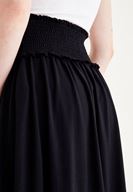 Bayan Siyah Beli Lastikli Uzun Etek