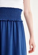 Bayan Mavi Beli Lastikli Uzun Etek