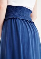Bayan Mavi Beli Lastikli Uzun Etek