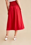 Bayan Kırmızı Beli Lastikli Uzun Etek