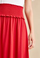 Bayan Kırmızı Beli Lastikli Uzun Etek