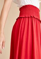 Bayan Kırmızı Beli Lastikli Uzun Etek