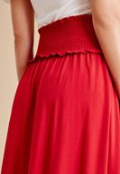 Bayan Kırmızı Beli Lastikli Uzun Etek