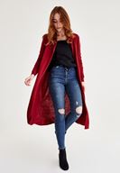 Bayan Lacivert Yüksek Bel Dar Paça Eskitme Denim Pantolon