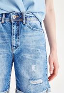 Bayan Lacivert Denim Şort