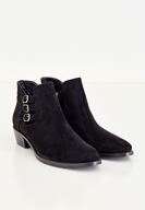 Women Black Ankle Boots With Buckles