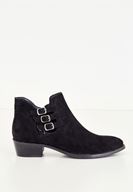 Women Black Ankle Boots With Buckles