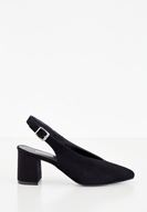 Bayan Siyah Arkası Açık Topuklu Ayakkabı