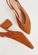 Bayan Kahverengi Arkası Açık Topuklu Ayakkabı