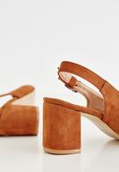 Bayan Kahverengi Arkası Açık Topuklu Ayakkabı