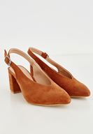 Bayan Kahverengi Arkası Açık Topuklu Ayakkabı