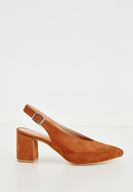 Bayan Kahverengi Arkası Açık Topuklu Ayakkabı