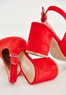 Bayan Kırmızı Arkası Açık Topuklu Ayakkabı