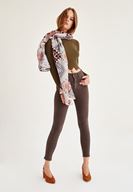 Bayan Yeşil Zigzag Kesimli Triko