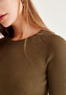 Bayan Yeşil Zigzag Kesimli Triko