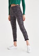 Bayan Gri Şerit Detaylı Bol Pantolon