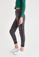 Bayan Gri Şerit Detaylı Bol Pantolon