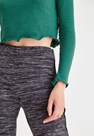 Bayan Gri Şerit Detaylı Bol Pantolon