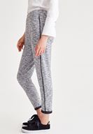 Bayan Gri Şerit Detaylı Bol Pantolon
