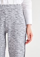 Bayan Gri Şerit Detaylı Bol Pantolon