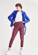 Bayan Mor Şerit Detaylı Bol Pantolon