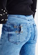 Bayan Mavi Metal Detaylı Kısa Paça Pantolon