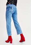 Bayan Mavi Metal Detaylı Kısa Paça Pantolon