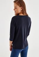 Bayan Siyah Çapraz Biye Detaylı Bluz