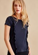 Bayan Siyah Fırfır Detaylı Bluz