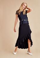 Bayan Siyah Fırfır Detaylı Bluz