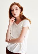 Bayan Krem Fırfır Detaylı Bluz