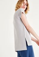 Bayan Gri Yumuşak Dokulu V Yaka Tişört