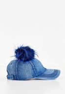Bayan Mavi Ponpon Detaylı Denim Şapka